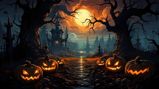 Cartoon halloween illustration wallpaper