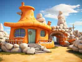 Free photo cartoon house building architecture