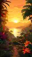 Free photo cartoon landscape of tropical island