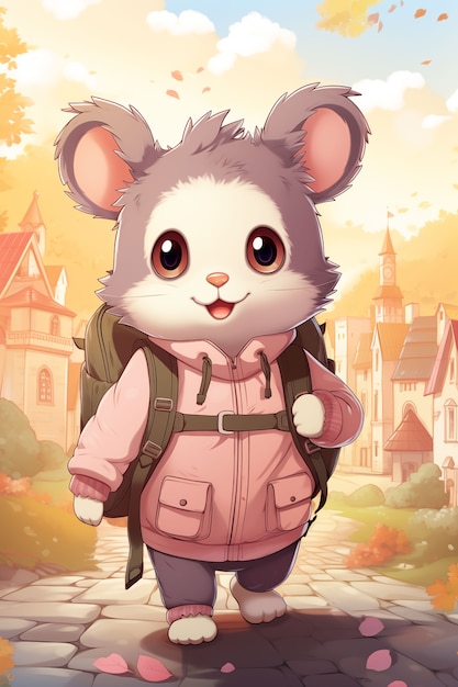 Cartoon like possum illustration