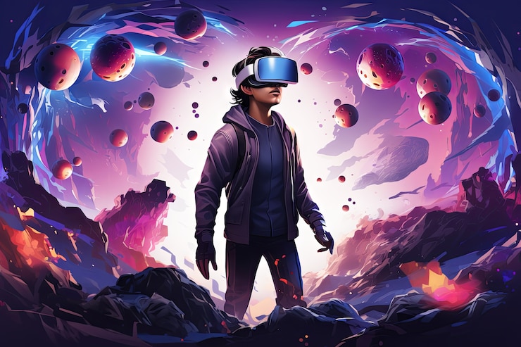 Бесплатный Фотография мужчина из мультфильмов в vr-очках