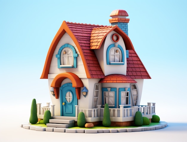 Бесплатное фото Карикатурная модель для жилых домов и недвижимости