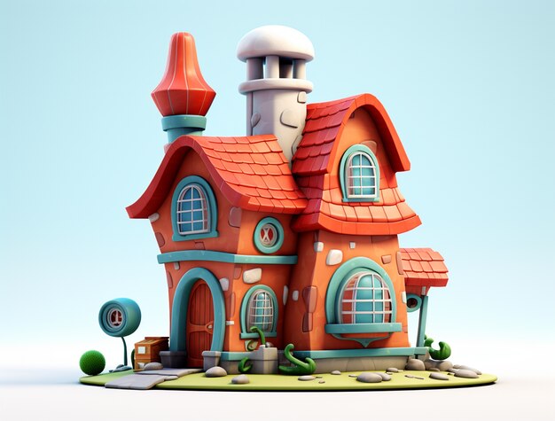cartoon model for residential home and property