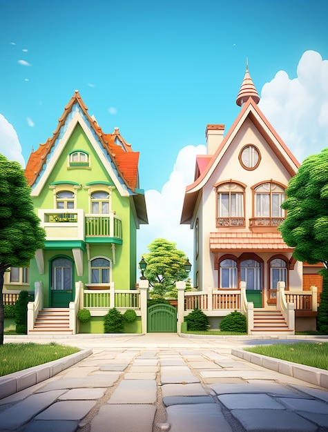 Free photo cartoon model for residential home and property