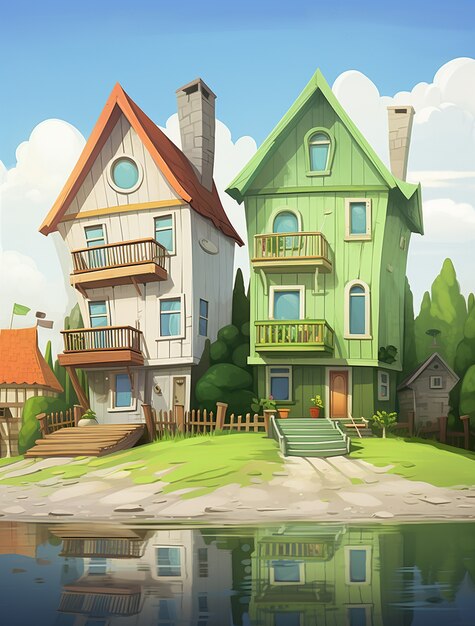 Cartoon model for residential home and property