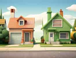 Free photo cartoon model for residential home and property