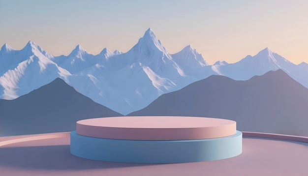 Free photo cartoon mountain landscape with a podium
