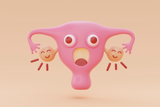 Free photo cartoon ovary screaming with peach background