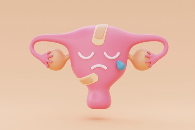 Cartoon ovary with band aids
