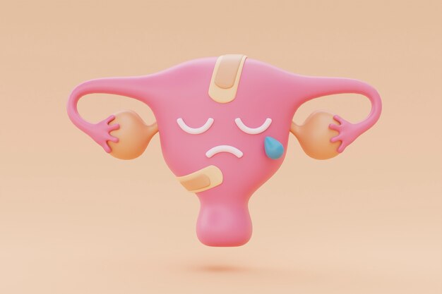 Cartoon ovary with band aids