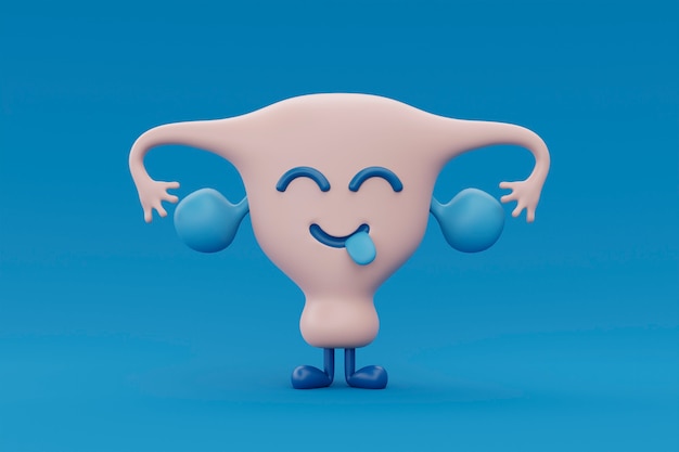 Cartoon ovary with blue background