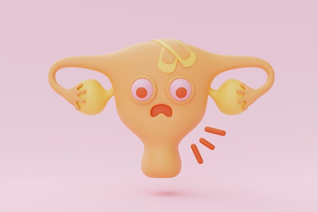 Free photo cartoon ovary with pink background