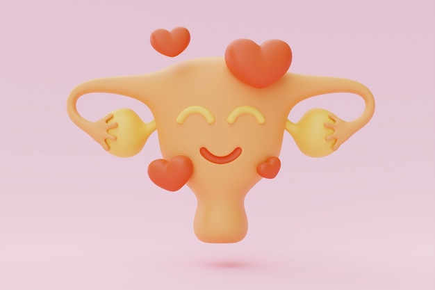 Free photo cartoon ovary with red hearts