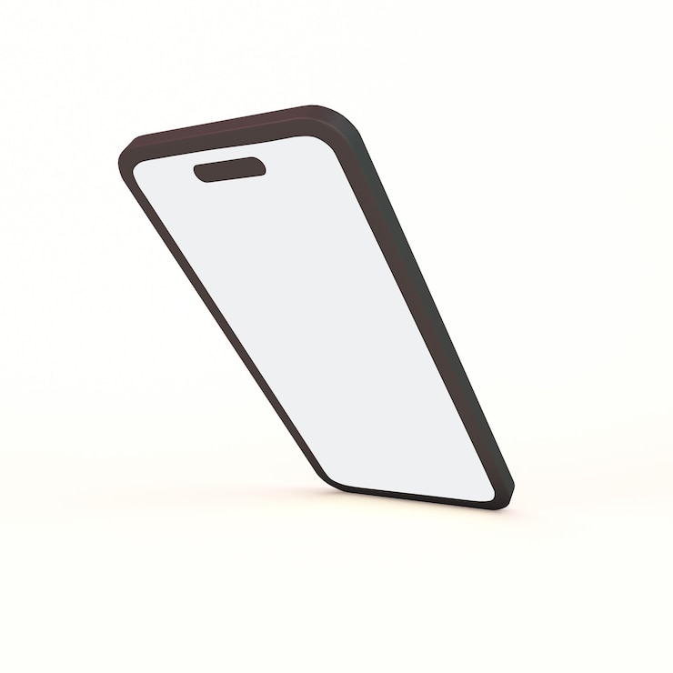 Бесплатный Фотография cartoon phone 14 pro, вид справа на белом фоне