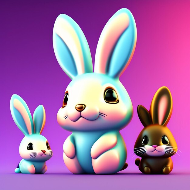 A cartoon rabbit and a bunny are standing together.
