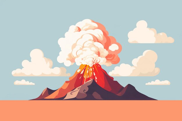 Cartoon smoke with volcano