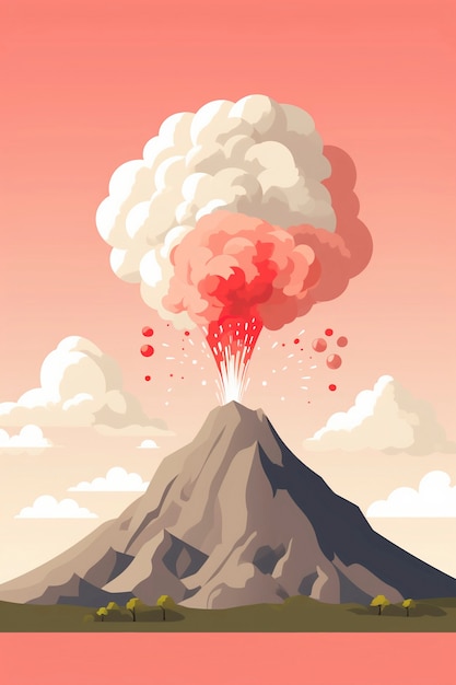 Бесплатное фото Карикатурный дым с вулканом