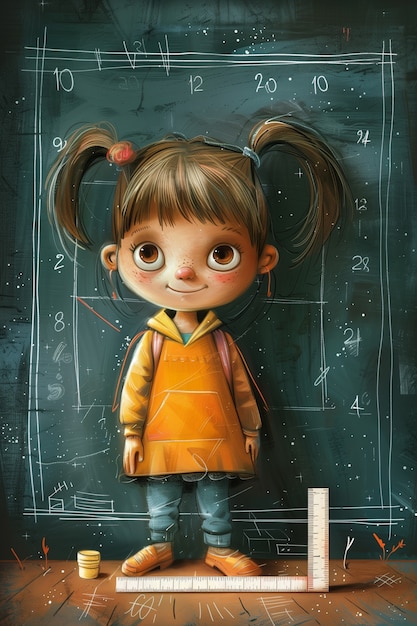 Free photo cartoon student in a math class