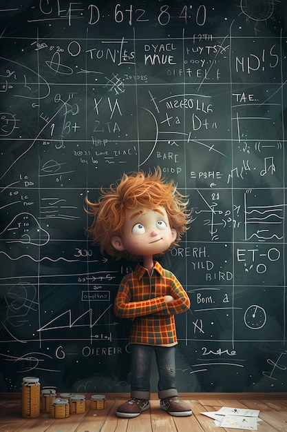 Free photo cartoon student in a math class