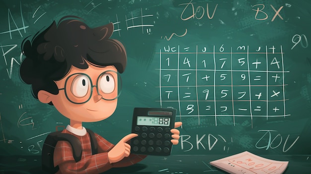 Free photo cartoon student in a math class