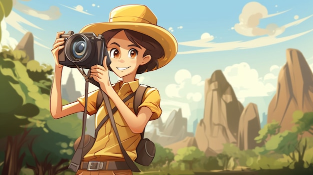 Free photo cartoon style character traveling