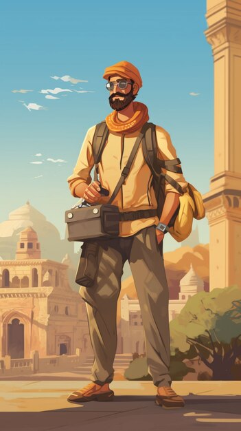 cartoon style character traveling