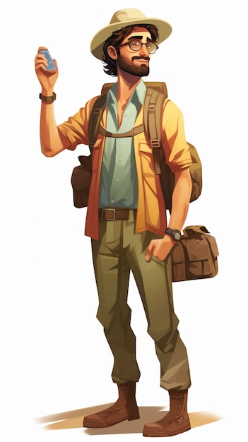 Free photo cartoon style character traveling