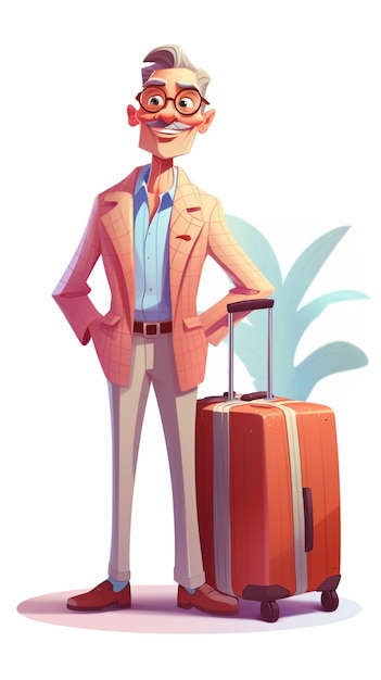 Free photo cartoon style character traveling