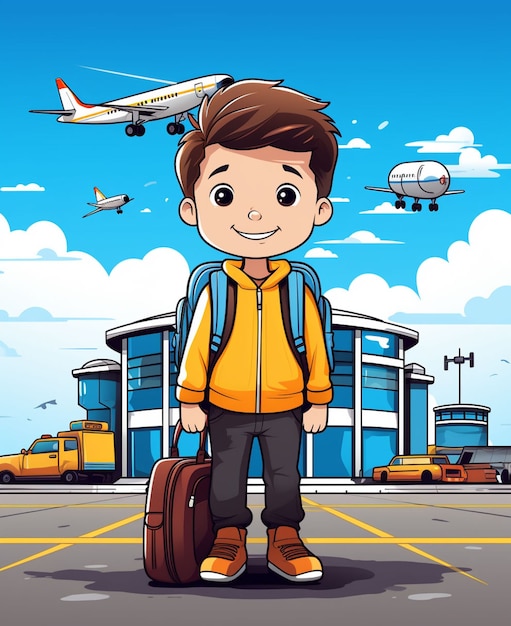 Free photo cartoon style character traveling