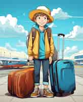 Free photo cartoon style character traveling