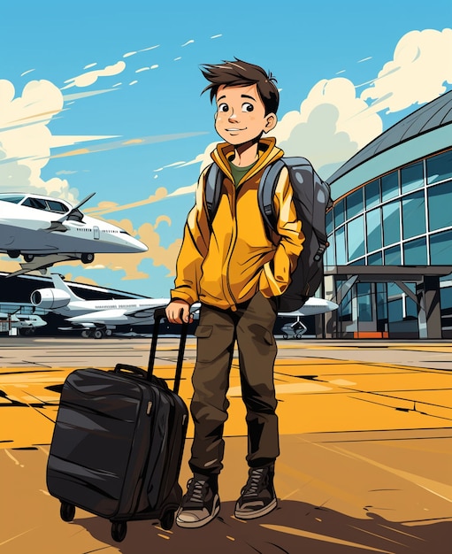 Free photo cartoon style character traveling