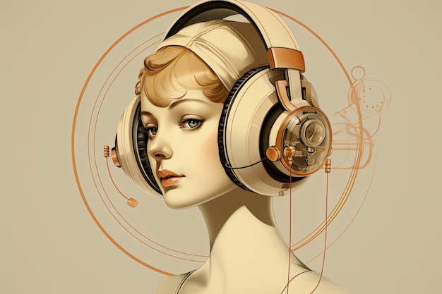 Free photo cartoon style character wearing headphones