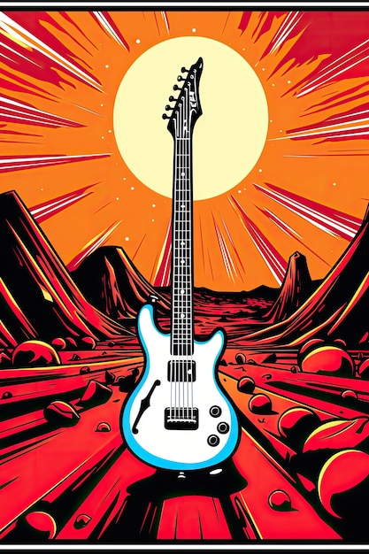 Free photo cartoon style guitar