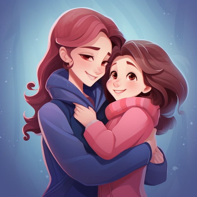 Free photo cartoon style hugging day celebration