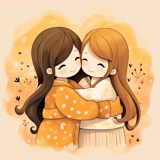 Free photo cartoon style hugging day celebration