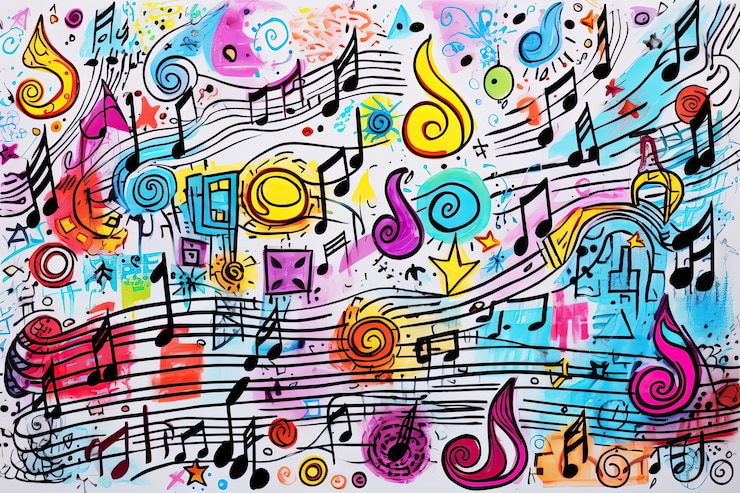 Free Photo cartoon style musical notes background