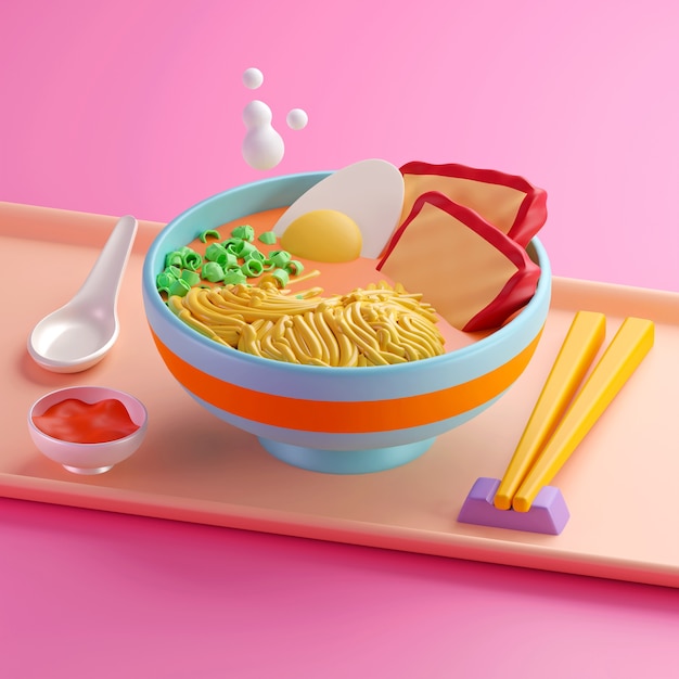 Cartoon style ramen bowl