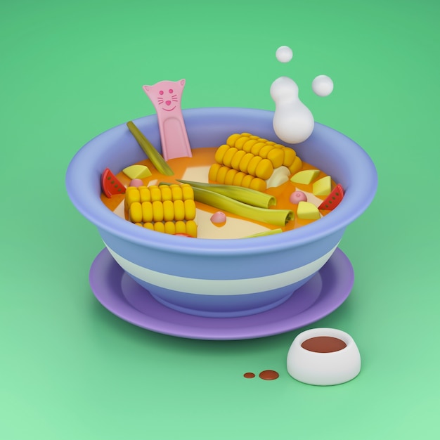 Free photo cartoon style soup with corn