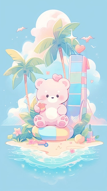 Free photo cartoon style summer scene with cute animal