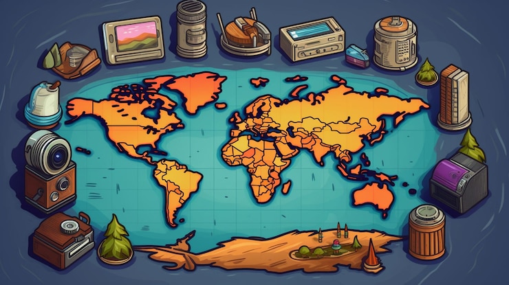 Free Photo cartoon style traveling concept
