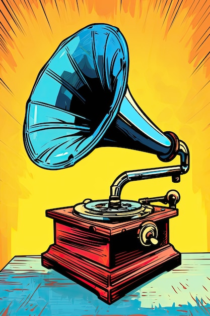 Free photo cartoon style vintage gramophone