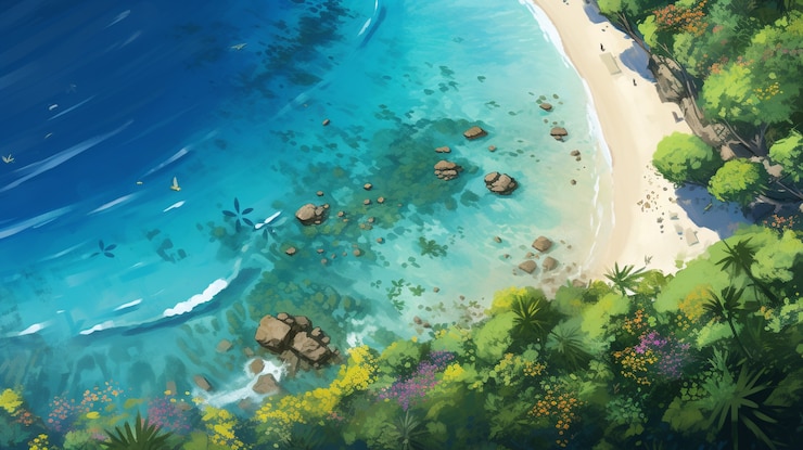 免費 Photo 漫畫中的熱帶島<unk>風景