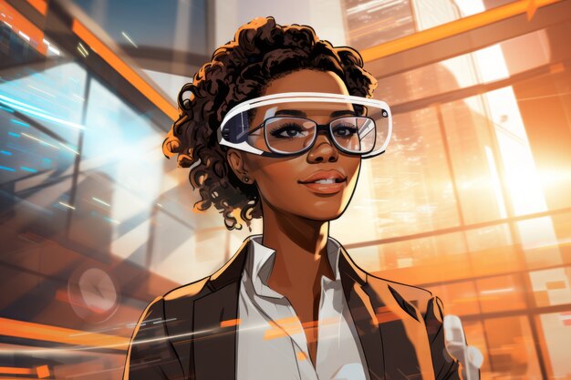 cartoon woman wearing glasses