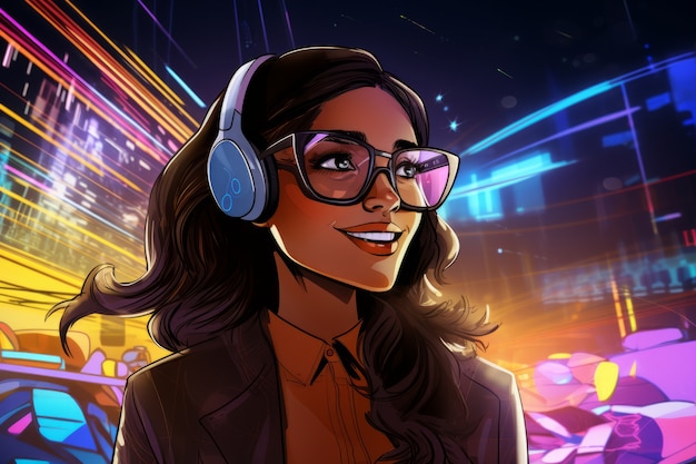 Free photo cartoon woman wearing glasses