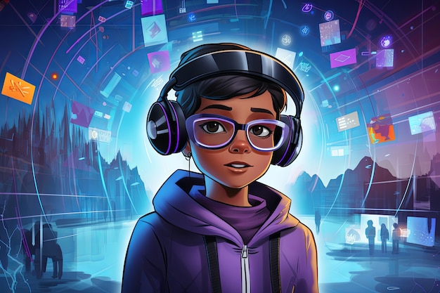 cartoon woman wearing glasses