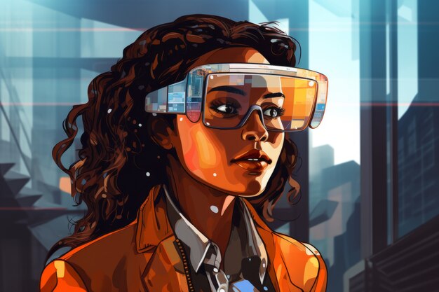 Cartoon woman wearing glasses