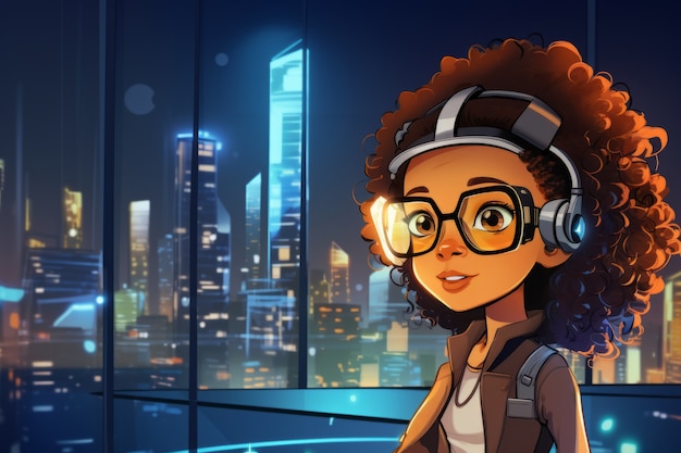 Free photo cartoon woman wearing glasses