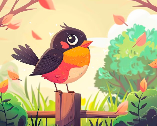 Free photo cartoony bird illustration