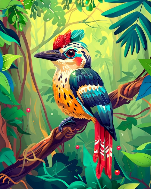 Бесплатное фото Иллюстрация мультфильма о птице