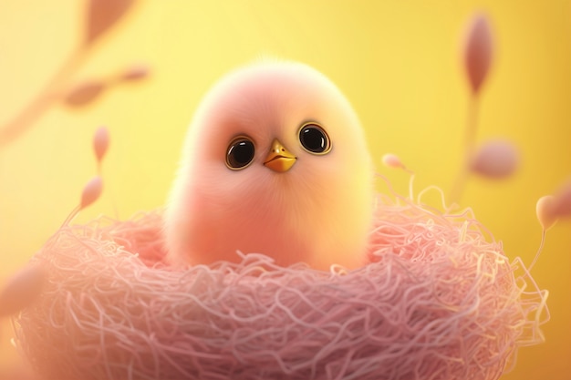 Free photo cartoony bird  in nest